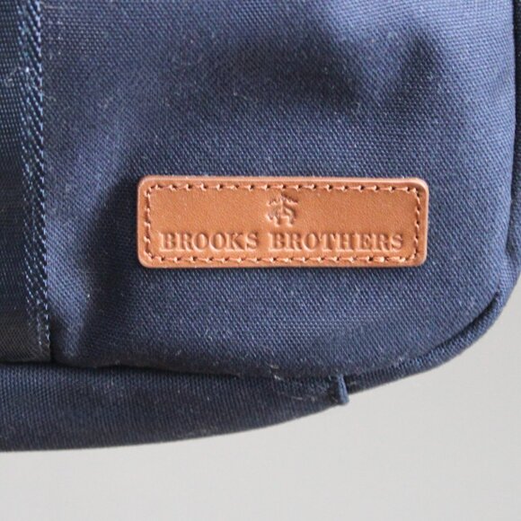 Brooks Brothers Canvas Leather Wells Briefcase in Navy Blue Blazer & Tan NWT - Picture 9 of 12